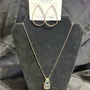 Park Lane Almond Gold earrings and Abalone necklace